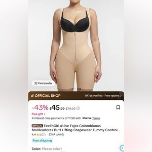 FeelinGirl Women's Beige Shapewear Bodysuit